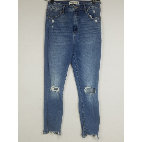 Abercrombie & Fitch Denim - Abercrombie  Fitch Jeans Womens SZ 27/4 Blue Skinny Ankle High Rise Distressed
